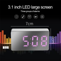 LED Mirror Table Clock Digital Alarm Snooze Display Time Night Light  Desktop USB Clock Digital Home Decor Gifts for Children