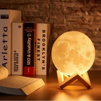Bedroom Decor Sleep Light Kids Night Light Led Moon Lamp With Stand 3D Moon Lighting Projector Print Starry Lamp Table Lamp