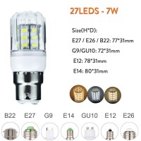 DC 12V 24V LED Corn Light Bulbs E27 E26 E12 E14 B22 G9 GU10 Spotlights 7W 27LEDs Home Bright Table Desk Lamps Indoor Lighting