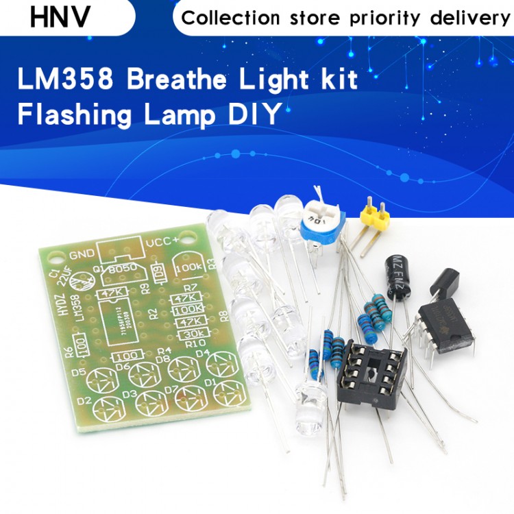 LM358 Breathe Light Lamp Flicker 8pcs 5MM Blue LED Flashing Lamp Parts DIY Electronic Kit Suite Electronic Components Supplies