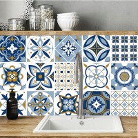 Mediterranean Style Tiles Wall Stickers Kitchen Bathroom Ceramics Wall Decals Tiles Floor Ground Art Mural Customed