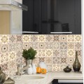 Cream Color Retro Strips Tiles Wall Stickers Bathroom Kitchen Wardrobe Home Decor Wallpaper Peel &amp; Stick Ceramic PVC Art Mural