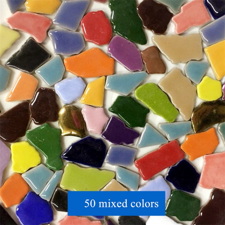 100g 50 Mixed Color DIY Ceramic Mosaic Tiles Ceramic Irregular Mosaic Making Tiles DIY Wall Crafts Handmade Decorative Materials
