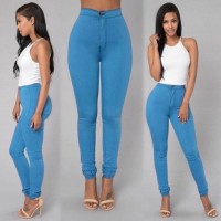 Women Jeans Fashion Solid Leggings Sexy Fitness High Waist Trousers Female White Black Blue Skinny Fashion Clothing