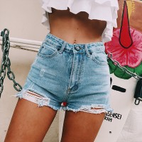 Hot sale  woman denim shorts high waist ripped jeans shorts fashion sexy female shorts S-2XL drop shipping new