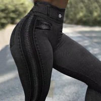 Slim Women Leggings Faux Denim Jeans Leggings Fashion High Waist Fitness Leggings Elastic Push Up Pencil Pants Female Leggins