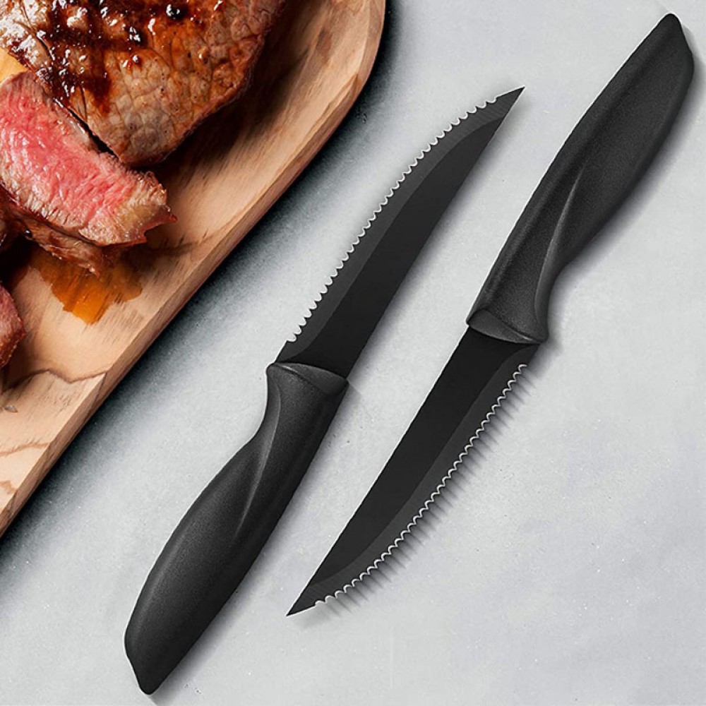 Restaurant Steak Knife Set Non-stick Knife Western Food Household Kitchen Serrated Steak Knife with Plastic Handle