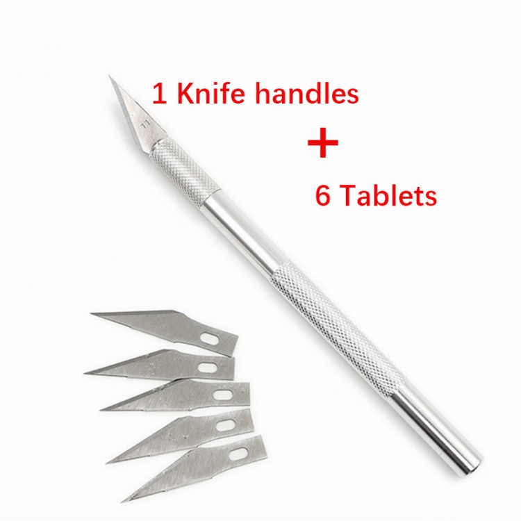 1 Set Metal Handle Scalpel Blade Knife Wood Paper Cutter Craft Pen Engraving Cutting Supplies DIY Stationery Utility Knife