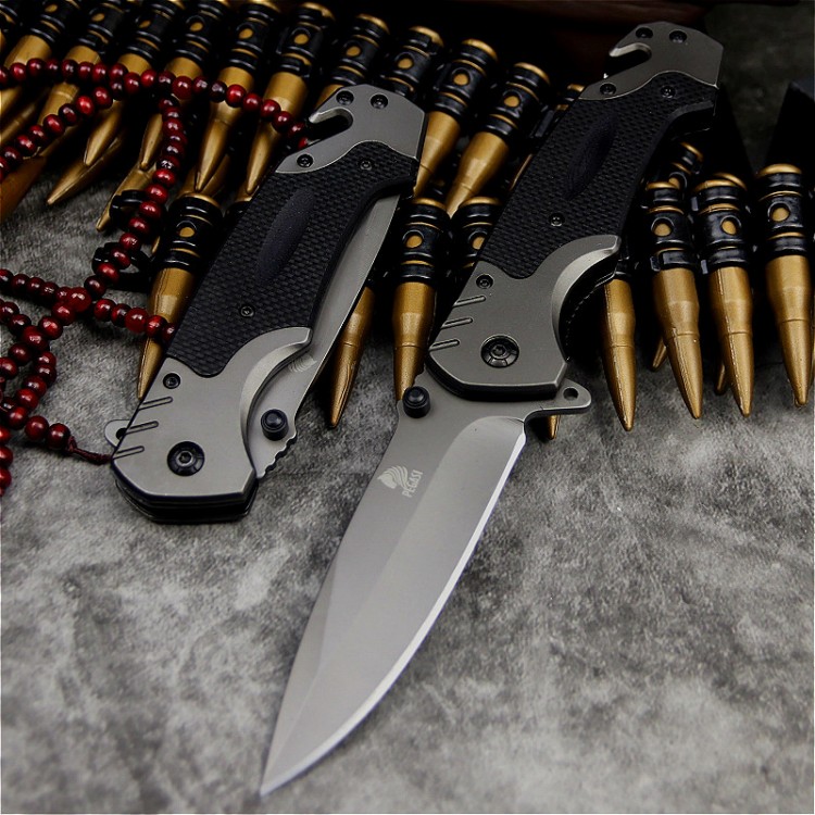 PEGASI(9 &quot;)9CR18 tactical outdoor folding knife survival combat pocket knife EDC hunting folding knife + knife oil + grindstone