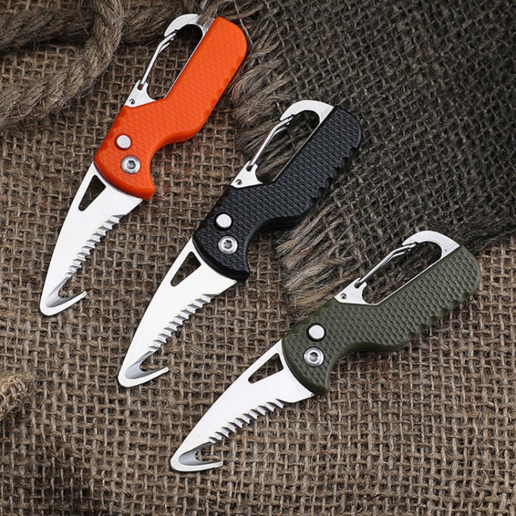 Folding Knife with Keychain Serrated Hook ,Pocket Hunting Knife,Outdoor Survival Knife,Camping, Fishing Knife Drop Ship