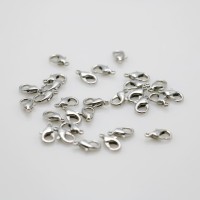 10PCS Hardware Metal Lobster Shape Clasp Silver-plate DIY Beads Machining Parts For Necklace Women Jewelry Making Design 12*6mm