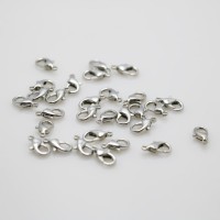 10PCS Hardware Metal Lobster Shape Clasp Silver-plate DIY Beads Machining Parts For Necklace Women Jewelry Making Design 12*6mm