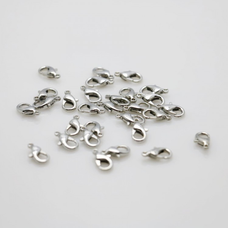 10PCS Hardware Metal Lobster shape Silver-plate DIY beads Machining metal parts for Necklace Jewelry Making Design 12*6mm