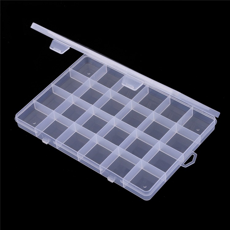 24 Grids Plastic Storage Jewelry Box Compartment Adjustable Container for Beads earring box for jewelry rectangle Box Case
