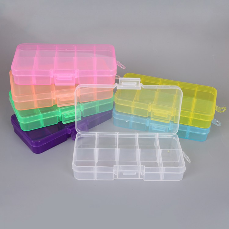 10 Slots Plastic Storage Jewelry Box Compartment Adjustable Container for Beads Earring Box for Jewelry Rectangle Box Case