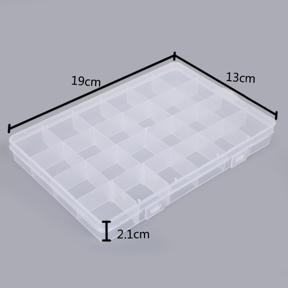 24 Slots Adjustable Jewelry Necklace Transparent Storage Box Case Holder Craft Organizer Beads Jewelry Container
