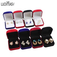 Factory Outlet Stud Earring Packaging Box Black Velvet Display Jewelry Small Pendant Necklace Organizer Storage Case Xmas Gift