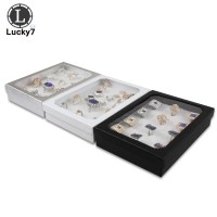 12 Slot Sponge Ring Earrings Display Box Cardboard Jewelry Storage Case Holder Showcase Ring Cufflink Jewelry Tray With Lid