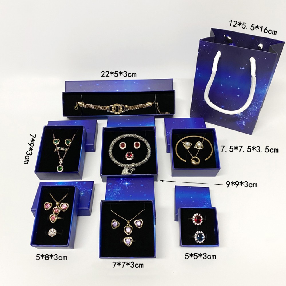 1Pcs Blue Star Set Jewelry Packaging Box Ring Bracelet Gift Case Unique Creative Design Necklace Pendant Storage Holder Organize