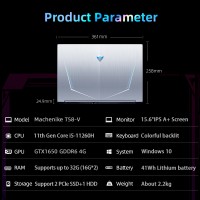 Machenike T58 Gaming Laptop Core i5 11260H GTX 1650 Latptops 16G RAM 512G SSD 15.6&#39;&#39; IPS Backlit Keyboard 2 Year Warranty