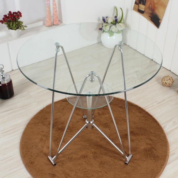 Modern Simple Toughened Glass Small Round Table Fashion Negotiation Coffee Reception Table Small Household Dining Table