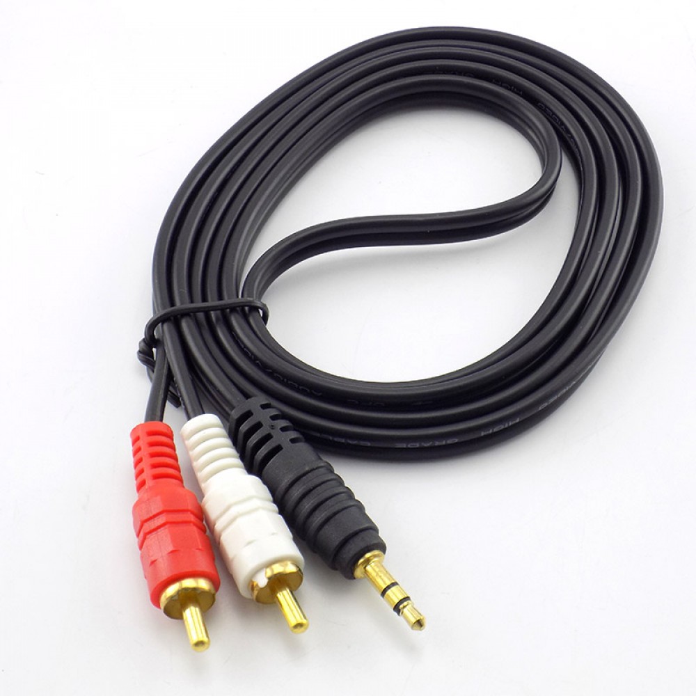 1.5M 3M 5M 10M 3.5mm Plug Jack Connector to 2 RCA Male Music Stereo Adapter Cable Audio AUX Line for Phones TV Sound Speakers