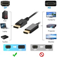 DP to HDMI-compatible Cable 4K 30Hz DisplayPort to HD Adapter Display Port Video Audio for PC HDTV Projector Laptop