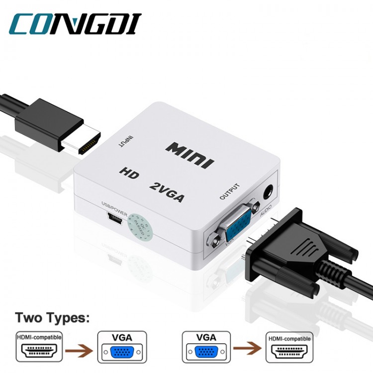 Mini HDMI-Compatible To VGA Adapter For PS3 XBOX STB PC Laptop HDTV Projector DVD Switch 1080P Full HD Video Converter Box