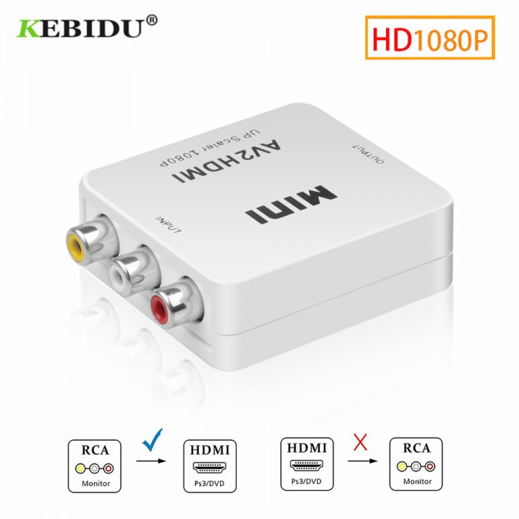 KEBIDU RCA AV to HDMI-compatible Converter HD 1080P AV2 Adapter For TV PS3 PS4 PC DVD Xbox Projector AV To HDMI-com&#39; Converter