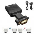 VGA Male to HDMI-compatible Female Converter with Audio Cables 480P/720P/1080P for PS3/4 HDTV Monitor Projector PC Laptop TV-Box