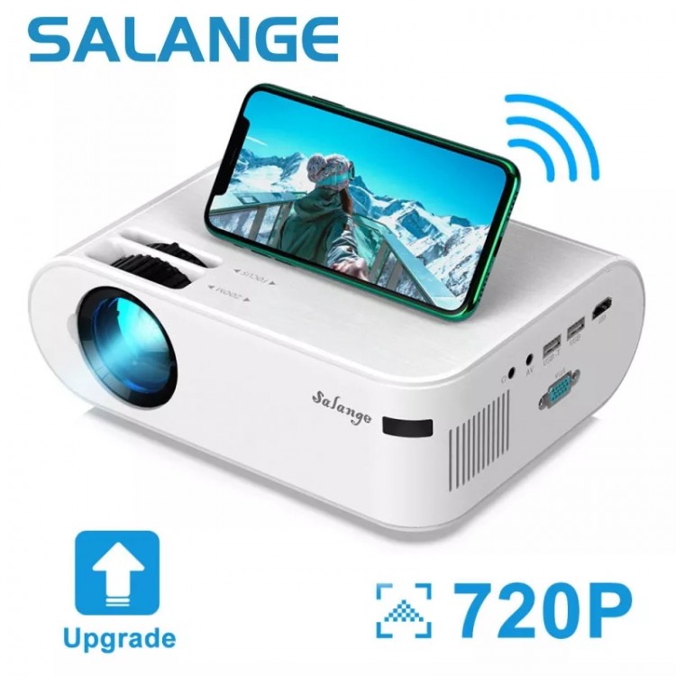 Salange P62 Mini Projector 4000 Lumens, 1920*1080P Supported LED Video Beamer For Mobile Phone Mirroring Android Optional