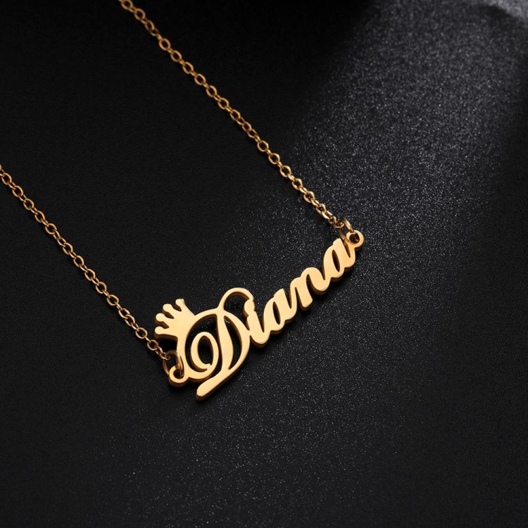 Customized Letter Name Necklace Stainless Steel Custom Personalized Nameplate Pendant Choker Necklaces Jewelry for Women Girls