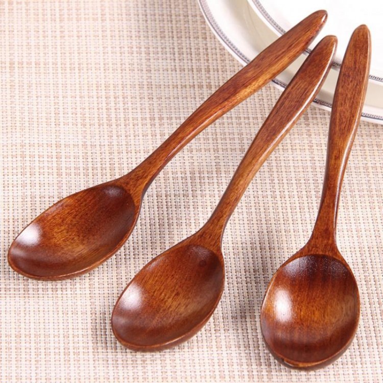 18cm Wooden Spoon Bamboo Kitchen Cooking Utensil Tool Soup Teaspoon Catering Supplies Baking Mixing Soup Spoon Kitchen Tableware