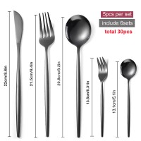 30pcs/6sets Stainless Steel Cutlery Set For Kitchen Dinnerware Knife Fork Spoon Set Travel Cutlery Set Tableware Set Of Dishes