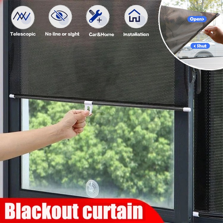 Sunshade Roller blinds Suction Cup Blackout curtains For living room Car Bedroom Kitchen Office Free-Perforated Window Curtain