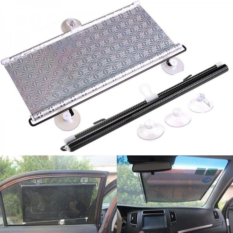 Universal Suction Cup Sunshade Window Roller Sun Shade Screen Cover Blind Protector Foldable Car Auto Windshield Sheet Curtain