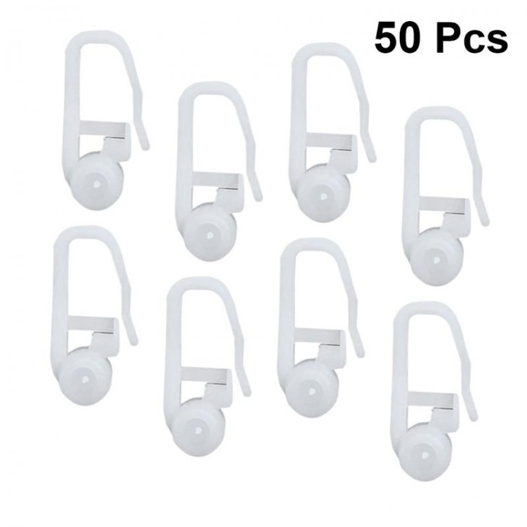 50 Pcs Bed Curtain Hooks Plastic Universal Household Hanging Rings Curtain Roller With Ball Track