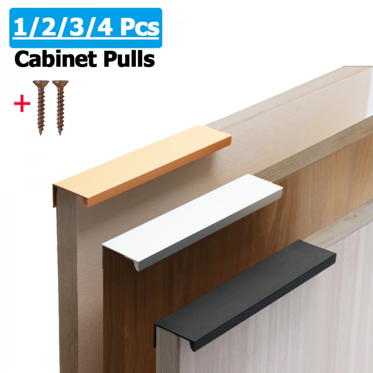 4Pcs Stainless Steel Cabinet Pulls Drawer Knobs Black Orange Gold Hidden Handles Kitchen Cupboard Furniture Hardware Tools