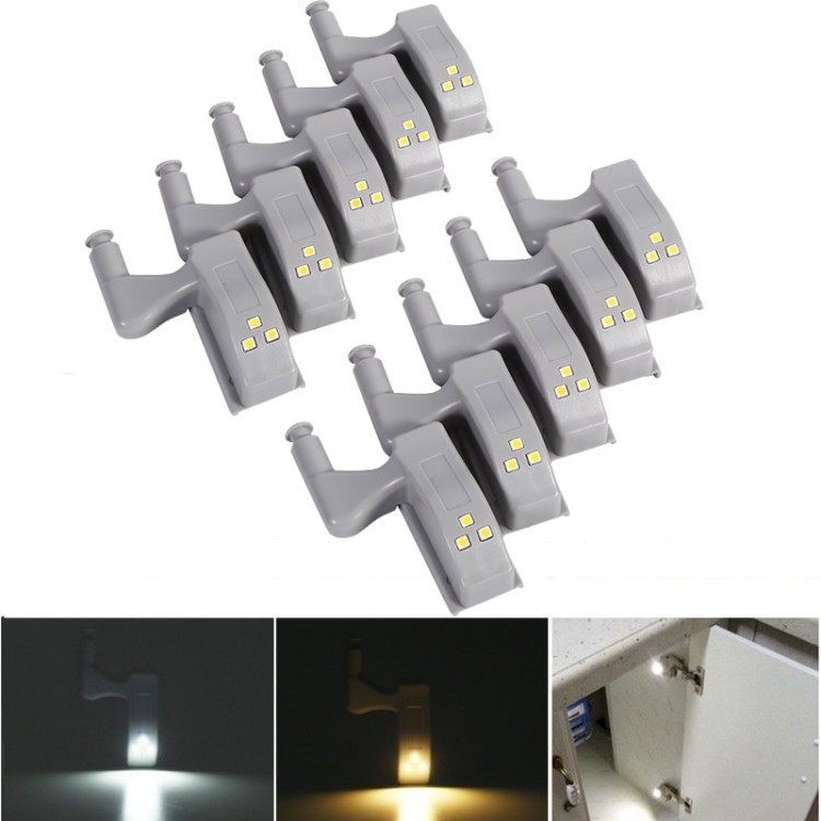 10pcs LED Inner Hinge Lamp Under Cabinet Lights Universal Wardrobe Cupboard Sensor Lights for Bedroom Kitchen Closet Night Lamp