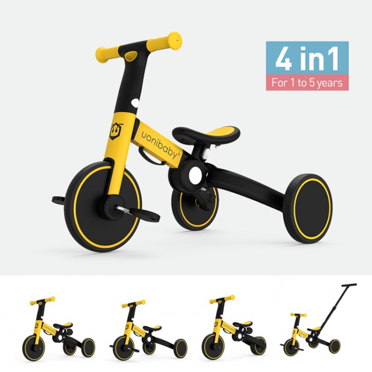 uonibaby 4 into 1 Baby Balance Bike  Kids Stroller Trolley Pedal Tricycle Two Wheel Children Bicycle