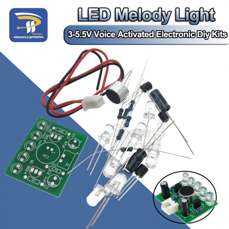 3V-5.5V Voice Activated Control Lamp LED Melody Light Module DIY Electronic Funny Kit Production Suite Learning PCB Laboratory