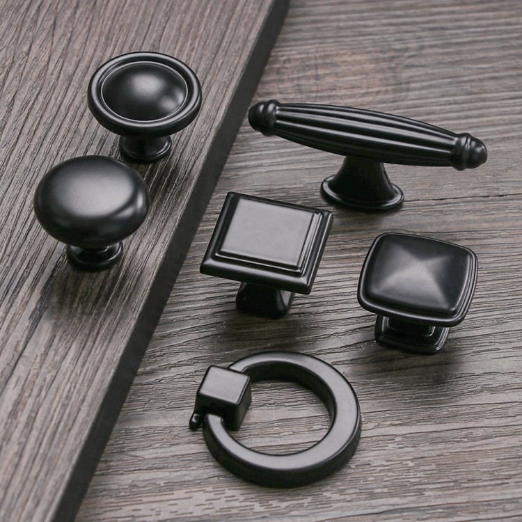 Round Drawer Handle Knobs Single-hole Cabinet Pull Cupboard With Screw Wardrobe Furniture Hardware Variety Black Series