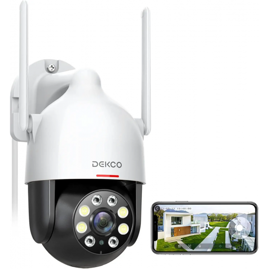 DEKCO 3MP PTZ WiFi Camera Outdoor Wireless Security Dome Camera Motion Detection 2-Way Audio Full Color Night Vision CCTV Camera