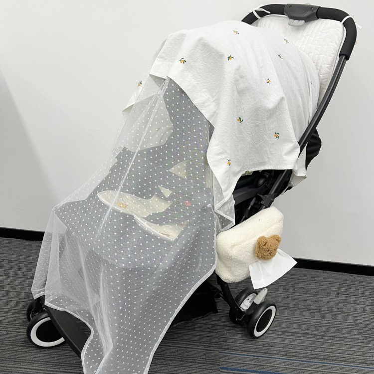Stroller Sunshade Canopy with Mosquito Net Insect Shield Netting Anti-UV Baby Stroller Sun Visor Infant Carriage Canopy Covers