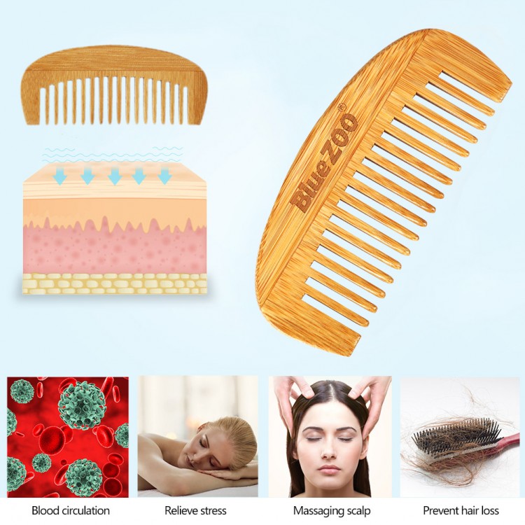 Mini Portable Natural Wooden Comb Bamboo Crescent Shape Anti-Static Comb Head Massage Pro Salon Hair Care Tool