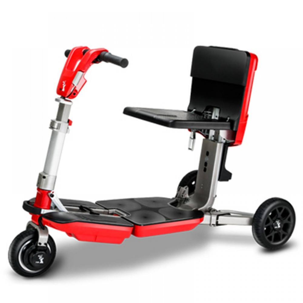 Folding Electric Wheelchair Scooter Electro-tricycle 350W 48V White/Red Disability Electric Scooter Removable Lithium Battery