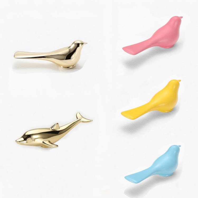 Creative Kitchen Door Gold Dolphin Handware Cabinet Knobs Canary Drawer Pulls Furniture Handles Wall Hanging Hook