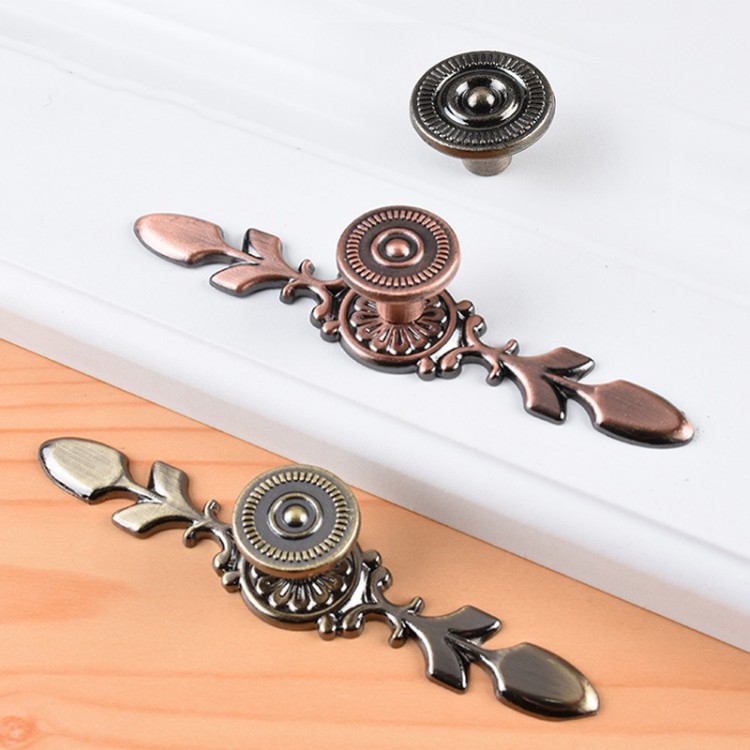 Retro Metal Bronze Kitchen Drawer Cabinet Door Handle Furniture Knobs Handware Cupboard Antique Brass Pull Handle Hardware
