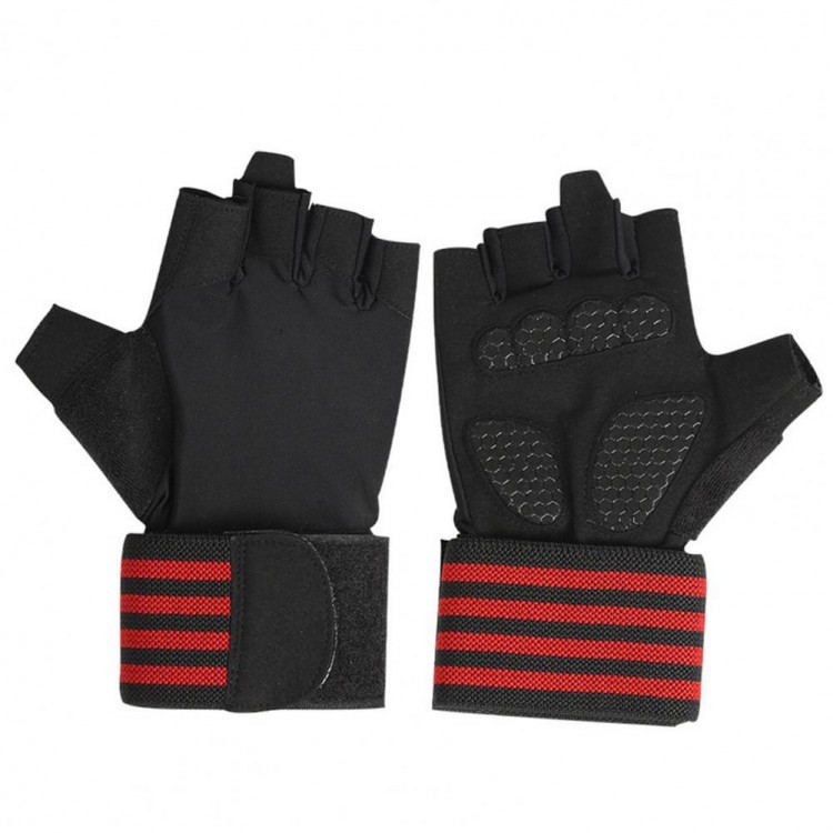 1 Pair Fitness Gloves Non-slip Wear-resistant with Wrist Support Gym Half-finger Work Out Gloves for Cycling 