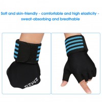 1 Pair Fitness Gloves Non-slip Wear-resistant with Wrist Support Gym Half-finger Work Out Gloves for Cycling 